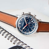 Fossil Goodwin Chronograph Blue Dial Brown Leather Strap Watch for Men - FS5414 Buy Now By Fossil