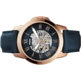 Fossil Grant Automatic Skeleton Blue Dial Blue Leather Strap Watch for Men - ME3102 Buy Now By Fossil