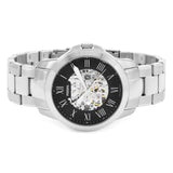Fossil Grant Automatic Skeleton Black Dial Silver Steel Strap Watch for Men - ME3103 Buy Now By Fossil
