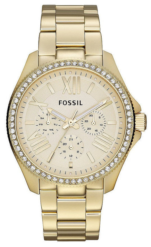 Fossil Cecile Chronograph Gold Dial Gold Steel Strap Watch for Women - AM4482 Buy Now By Fossil