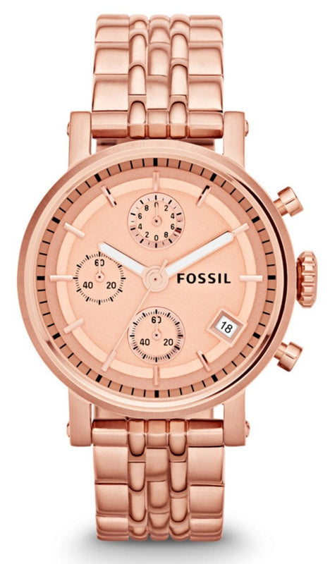 Fossil Boyfriend Chronograph Rose Gold Dial Rose Gold Steel Strap Watch for Women - ES3380 Buy Now By Fossil