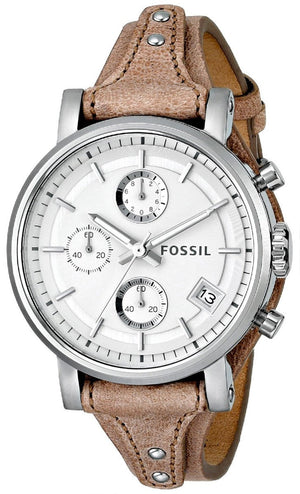 Fossil Boyfriend Chronograph White Dial Brown Leather Strap Watch for Women - ES3625 Buy Now By Fossil