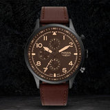 Fossil Retro Pilot Chronograph Brown Dial Brown Leather Strap Watch for Men - FS5833 Buy Now By Fossil