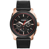 Fossil Machine Chronograph Black Dial Black Leather Strap Watch for Men - FS5120 Buy Now By Fossil