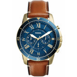 Fossil Grant Sport Chronograph Blue Dial Brown Leather Strap Watch for Men - FS5268 Buy Now By Fossil