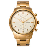 Fossil Townsman Chronograph White Dial Gold Steel Strap Watch for Men - FS5348 Buy Now By Fossil