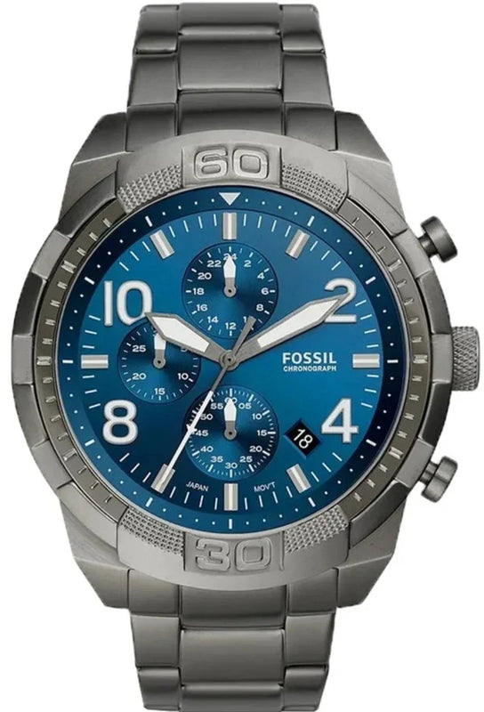Fossil Bronson Chronograph Blue Dial Grey Steel Strap Watch for Men - FS5711 Buy Now By Fossil