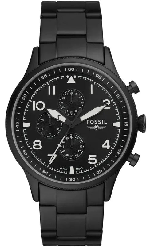 Fossil Pilot Chronograph Black Dial Black Steel Strap Watch for Men - FS5811 Buy Now By Fossil