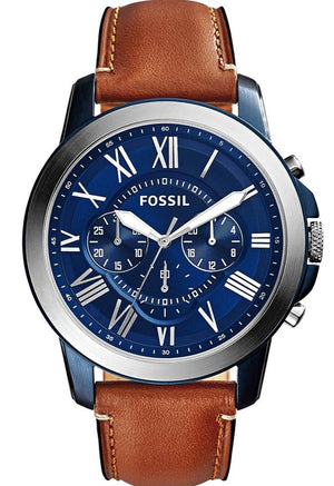 Fossil Grant Chronograph Blue Dial Brown Leather Strap Watch for Men - FS5151 Buy Now By Fossil