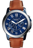 Fossil Grant Chronograph Blue Dial Brown Leather Strap Watch for Men - FS5151 Buy Now By Fossil