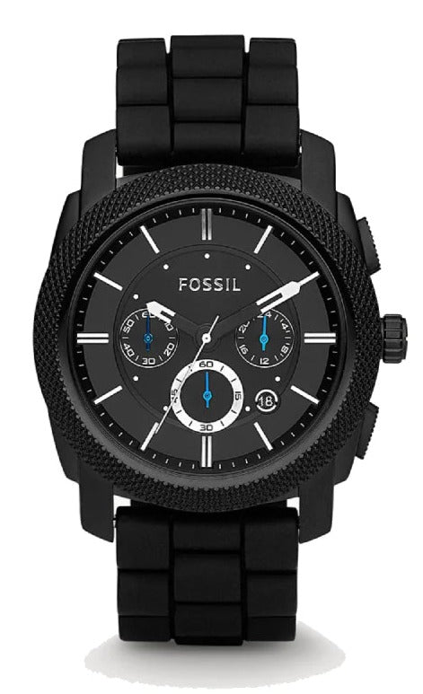 Fossil Machine Chronograph Black Dial Black Silicone Strap Watch for Men - FS4487 Buy Now By Fossil
