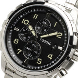 Fossil Dean Chronograph Black Dial Silver Steel Strap Watch for Men - FS4542 Buy Now By Fossil