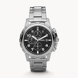 Fossil Dean Chronograph Black Dial Silver Steel Strap Watch for Men - FS4542 Buy Now By Fossil