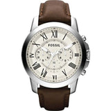Fossil Grant Chronograph White Dial Brown Leather Strap Watch for Men - FS4735 Buy Now By Fossil