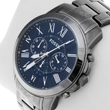 Fossil Grant Chronograph Blue Dial Grey Steel Strap Watch for Men - FS4831 Buy Now By Fossil