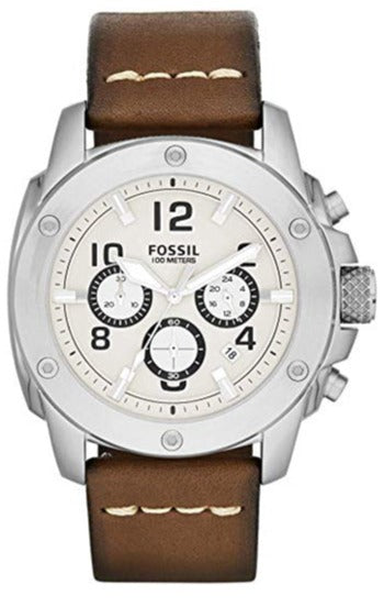 Fossil Modern Machine White Dial Brown Leather Strap Watch for Men - FS4929 Buy Now By Fossil
