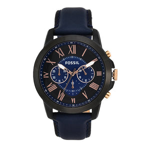 Fossil Grant Chronograph Black Dial Blue Leather Strap Watch for Men - FS5061 Buy Now By Fossil