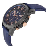 Fossil Grant Chronograph Black Dial Blue Leather Strap Watch for Men - FS5061 Buy Now By Fossil
