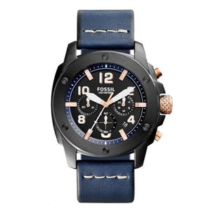 Fossil Modern Machine Chronograph Black Dial Blue Leather Strap Watch for Men - FS5066 Buy Now By Fossil