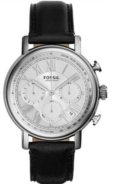 Fossil Buchanan Chronograph Silver Dial Black Leather Strap Watch for Men - FS5102 Buy Now By Fossil