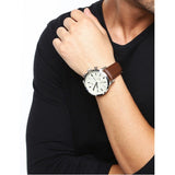 Fossil Pilot Chronograph White Dial Brown Leather Strap Watch for Men - FS5146 Buy Now By Fossil