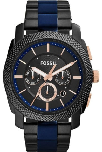 Fossil Machine Chronograph Black Dial Two Tone Steel Strap Watch for Men - FS5164 Buy Now By Fossil