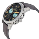 Fossil Grant Chronograph Gunmetal Grey Dial Grey Leather Strap Watch for Men - FS5183 Buy Now By Fossil