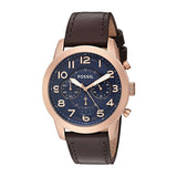 Fossil Pilot 54 Chronograph Blue Dial Brown Leather Strap Watch for Men - FS5204 Buy Now By Fossil