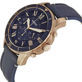 Fossil Grant Sport Chronograph Blue Dial Blue Leather Strap Watch for Men - FS5237 Buy Now By Fossil