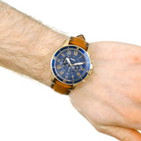 Fossil Grant Sport Chronograph Blue Dial Brown Leather Strap Watch for Men - FS5268 Buy Now By Fossil