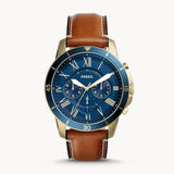 Fossil Grant Sport Chronograph Blue Dial Brown Leather Strap Watch for Men - FS5268 Buy Now By Fossil