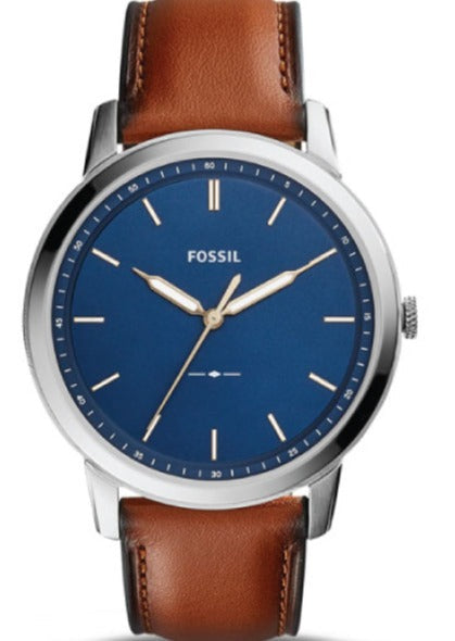 Fossil Minimalist Blue Dial Brown Leather Strap Watch for Men - FS5304 Buy Now By Fossil