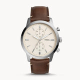 Fossil Townsman Chronograph White Dial Brown Leather Strap Watch for Men - FS5350 Buy Now By Fossil