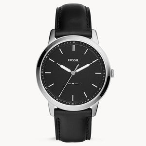 Fossil The Minimalist Three Hand Black Dial Black Leather Strap Watch for Men - FS5398 Buy Now By Fossil