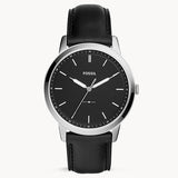 Fossil The Minimalist Three Hand Black Dial Black Leather Strap Watch for Men - FS5398 Buy Now By Fossil