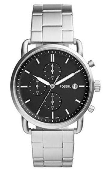 Fossil The Commuter Black Dial Silver Steel Strap Watch for Men - FS5399 Buy Now By Fossil