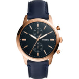Fossil Townsman Chronograph Blue Dial Blue Leather Strap Watch for Men - FS5436 Buy Now By Fossil