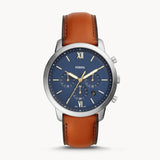 Fossil Neutra Chronograph Blue Dial Brown Leather Strap Watch for Men - FS5453 Buy Now By Fossil