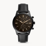 Fossil Goodwin Chronograph Black Dial Black Leather Strap Watch for Men - FS5585 Buy Now By Fossil