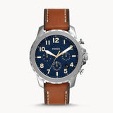 Fossil Bowman Chronograph Blue Dial Brown Leather Strap Watch for Men - FS5602 Buy Now By Fossil