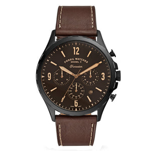 Fossil Forrester Chronograph Black Dial Brown Leather Strap Watch for Men - FS5608 Buy Now By Fossil