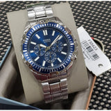 Fossil Garrett Chronograph Blue Dial Silver Steel Strap Watch for Men - FS5623 Buy Now By Fossil