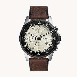 Fossil Dillinger Chronograph White Dial Brown Leather Strap Watch for Men - FS5674 Buy Now By Fossil