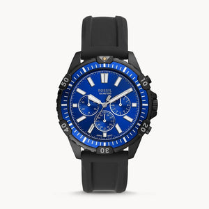 Fossil Garrett Chronograph Blue Dial Black Rubber Strap Watch for Men - FS5695 Buy Now By Fossil