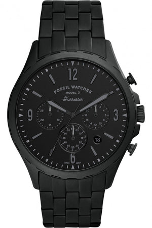 Fossil Forrester Chronograph Black Dial Black Steel Strap Watch for Men - FS5697 Buy Now By Fossil