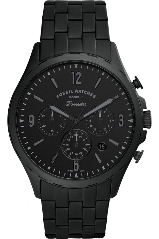 Fossil Forrester Chronograph Black Dial Black Steel Strap Watch for Men - FS5697 Buy Now By Fossil