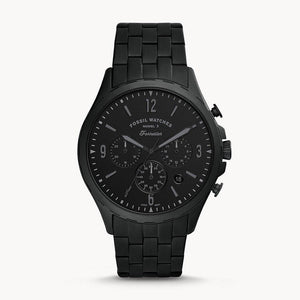 Fossil Forrester Chronograph Black Dial Black Steel Strap Watch for Men - FS5697 Buy Now By Fossil