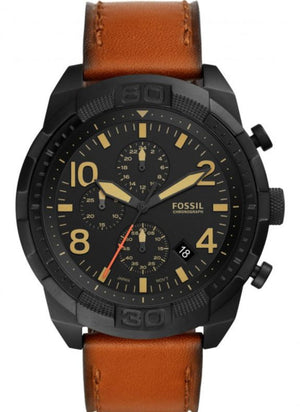 Fossil Bronson Black Dial Brown Leather Strap Watch for Men - FS5714 Buy Now By Fossil