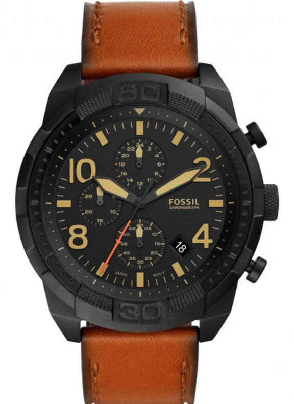 Fossil Bronson Black Dial Brown Leather Strap Watch for Men - FS5714 Buy Now By Fossil