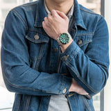 Fossil FB-03 Chronograph Green Dial Silver Steel Strap Watch for Men - FS5726 Buy Now By Fossil